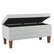 HomePop Transitional Fabric Textured Large Storage Bench in Gray