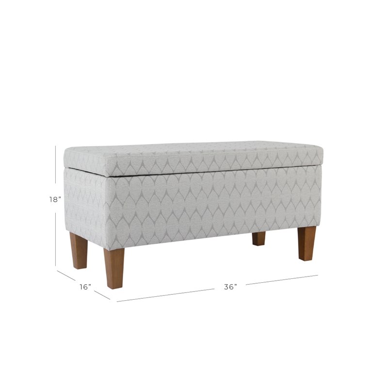 HomePop Transitional Fabric Textured Large Storage Bench in Gray
