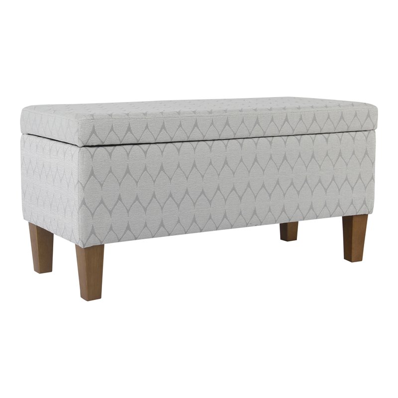 HomePop Transitional Fabric Textured Large Storage Bench in Gray