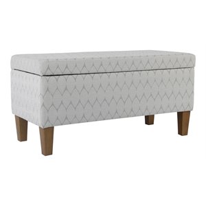 HomePop Transitional Fabric Textured Large Storage Bench in Gray
