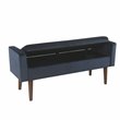 HomePop Fulton Modern Velvet Fabric Storage Bench in Dark Navy