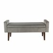 HomePop Fulton Modern Velvet Fabric Storage Bench in Gray Finish
