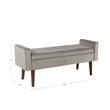 HomePop Fulton Modern Velvet Fabric Storage Bench in Gray Finish