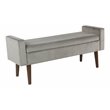 HomePop Fulton Modern Velvet Fabric Storage Bench in Gray Finish