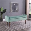 HomePop Fulton Modern Velvet Fabric Storage Bench in Aqua Blue