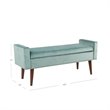 HomePop Fulton Modern Velvet Fabric Storage Bench in Aqua Blue