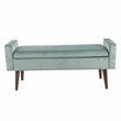 HomePop Fulton Modern Velvet Fabric Storage Bench in Aqua Blue