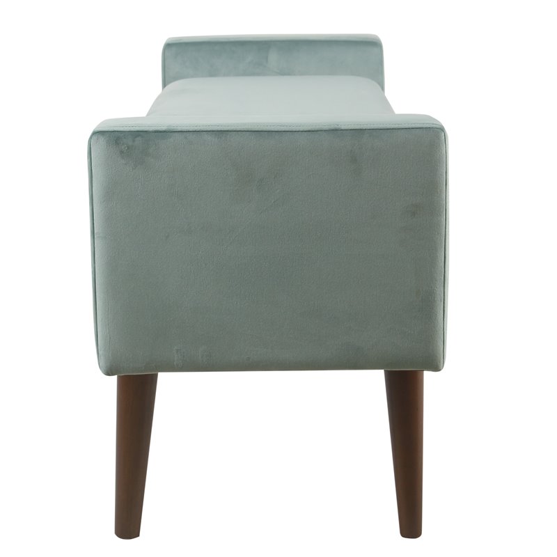 HomePop Fulton Modern Velvet Fabric Storage Bench in Aqua Blue