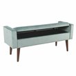 HomePop Fulton Modern Velvet Fabric Storage Bench in Aqua Blue