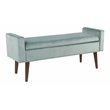 HomePop Fulton Modern Velvet Fabric Storage Bench in Aqua Blue