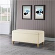 HomePop Sherpa Traditional Fabric Storage Bench in Cream Finish