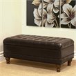 HomePop Traditional Faux Leather Large Storage Bench in Brown