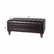 HomePop Traditional Faux Leather Large Storage Bench in Brown
