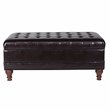 HomePop Traditional Faux Leather Large Storage Bench in Brown