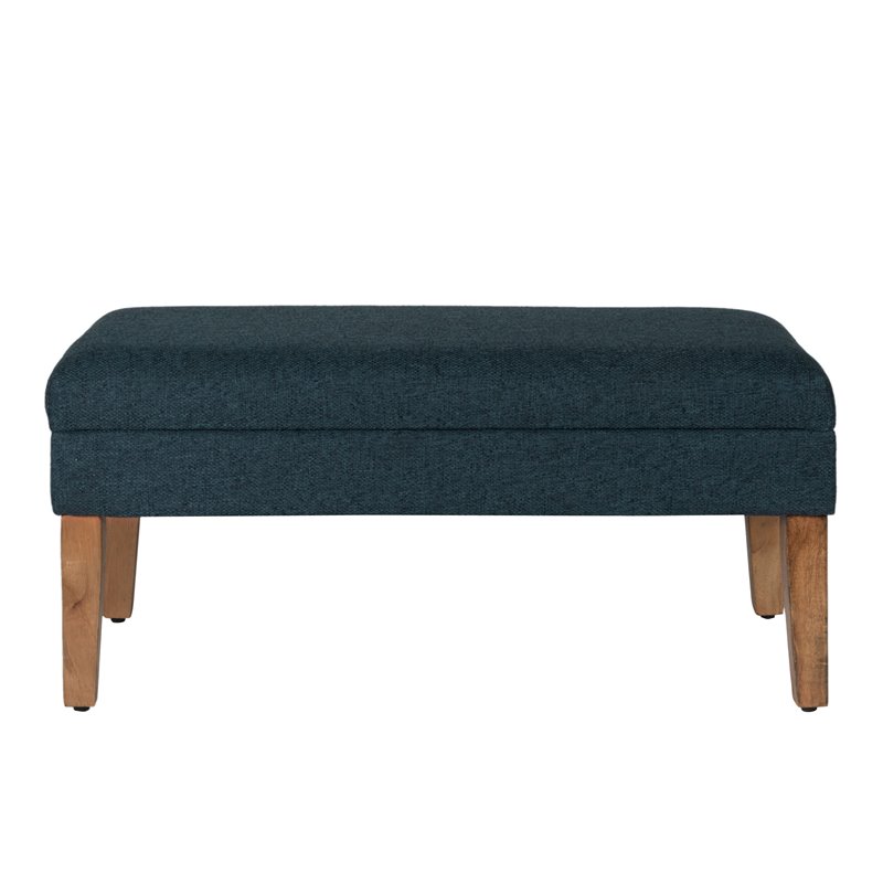 HomePop Transitional Fabric Textured Decorative Storage Bench in Blue