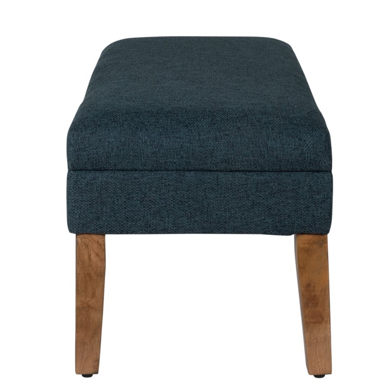 HomePop Transitional Fabric Textured Decorative Storage Bench in Blue