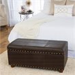 HomePop Traditional Faux Leather Storage Cocktail Bench in Brown