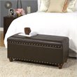 HomePop Traditional Faux Leather Storage Cocktail Bench in Brown