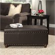 HomePop Traditional Faux Leather Storage Cocktail Bench in Brown