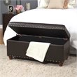 HomePop Traditional Faux Leather Storage Cocktail Bench in Brown