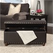 HomePop Traditional Faux Leather Storage Cocktail Bench in Brown