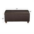 HomePop Traditional Faux Leather Storage Cocktail Bench in Brown