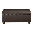 HomePop Traditional Faux Leather Storage Cocktail Bench in Brown