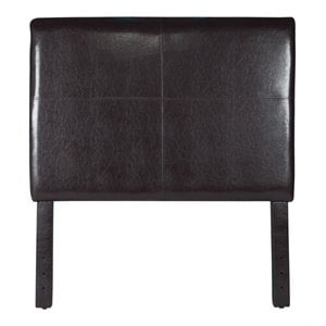 HomePop Transitional Faux Leather Fabric Twin Headboard in Brown