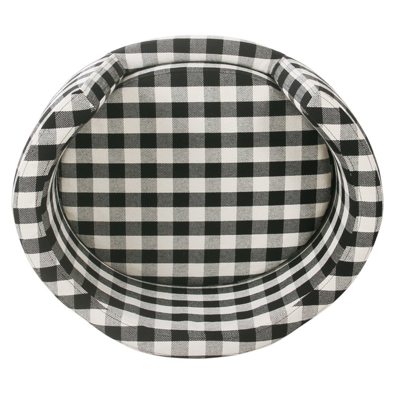 HomePop Traditional Cotton Plaid Pattern Decorative Pet Bed in Mini Black