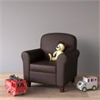 HomePop Transitional Faux Leather Accent Chair with Rolled Arms in Brown