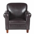 HomePop Transitional Faux Leather Accent Chair with Rolled Arms in Brown