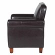 HomePop Transitional Faux Leather Accent Chair with Rolled Arms in Brown