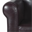HomePop Transitional Faux Leather Accent Chair with Rolled Arms in Brown
