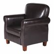 HomePop Transitional Faux Leather Accent Chair with Rolled Arms in Brown