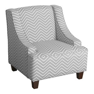 HomePop Cameron Wood and Fabric Juvenile Swoop Arm Accent Chair in Gray