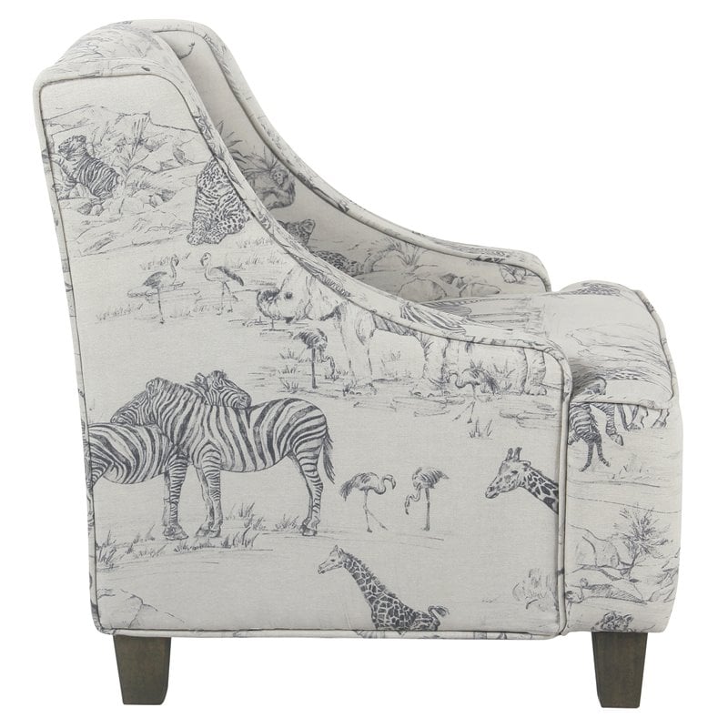 HomePop Transitional Wood and Fabric Kids' Jungle Swoop Chair in Gray Finish