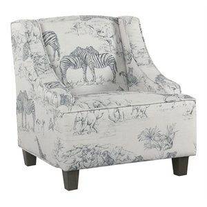 HomePop Transitional Wood and Fabric Kids' Jungle Swoop Chair in Gray Finish