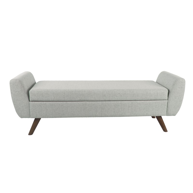 HomePop Modern Woven Fabric Storage Bench with Wood Legs in Gray