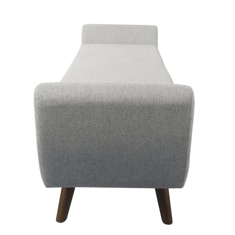 HomePop Modern Woven Fabric Storage Bench with Wood Legs in Gray