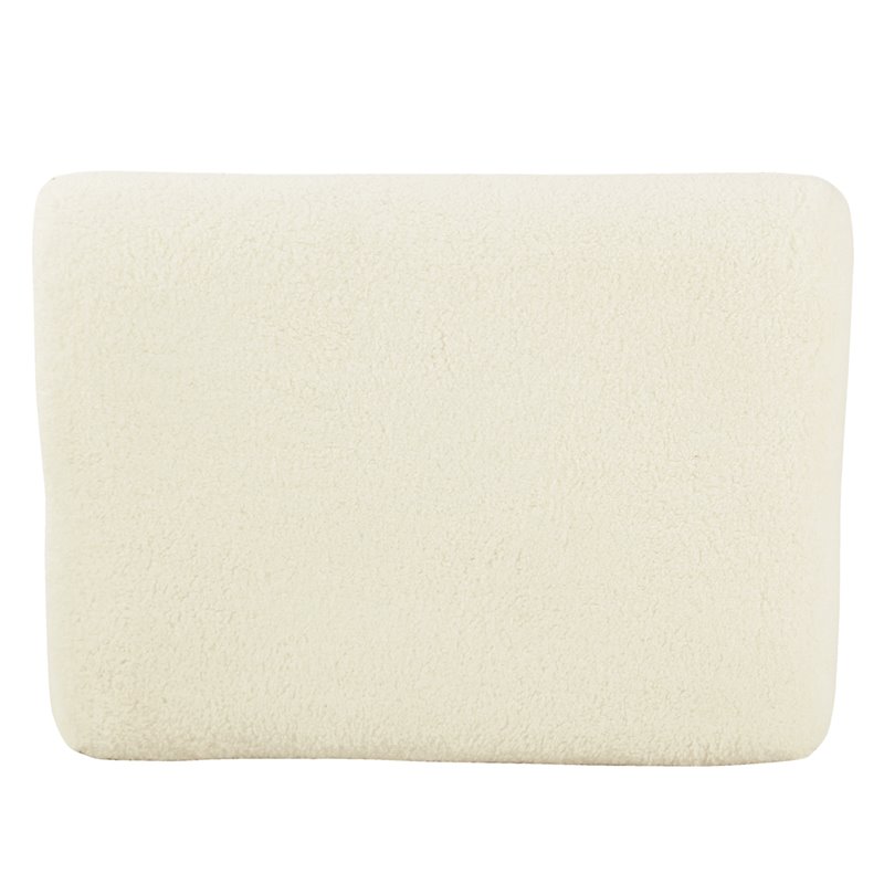 HomePop Small Modern Metal and Faux Sheepskin Fabric Decorative Ottoman in Cream