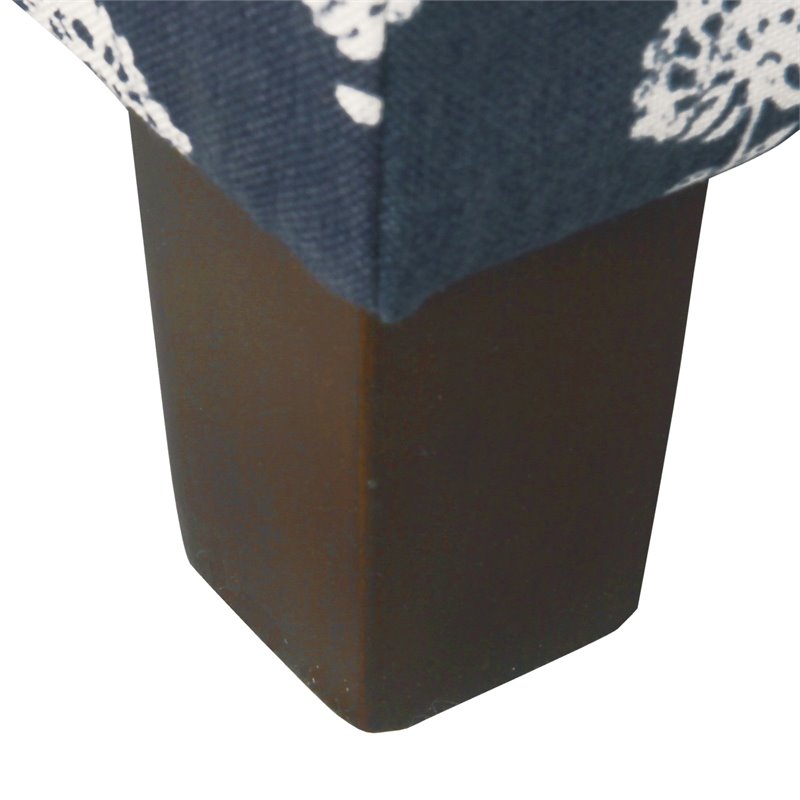 HomePop Traditional Fabric Storage Cube Ottoman in Navy and White Small Floral