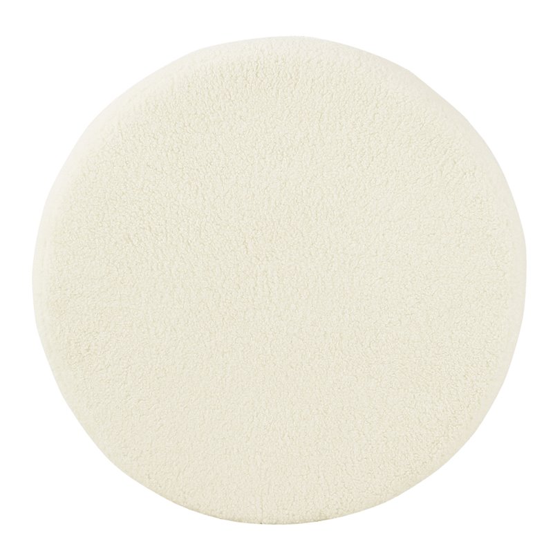 HomePop Round Transitional Faux Sheepskin Fabric Storage Ottoman in Cream