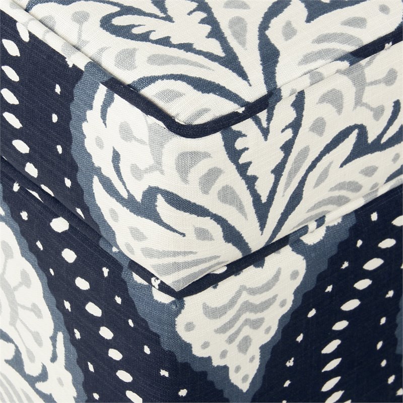 HomePop Medium Traditional Fabric Storage Ottoman in Navy Medallion