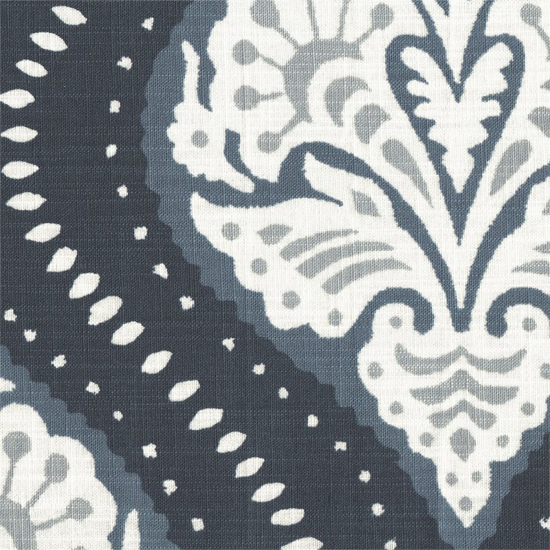 HomePop Medium Traditional Fabric Storage Ottoman in Navy Medallion