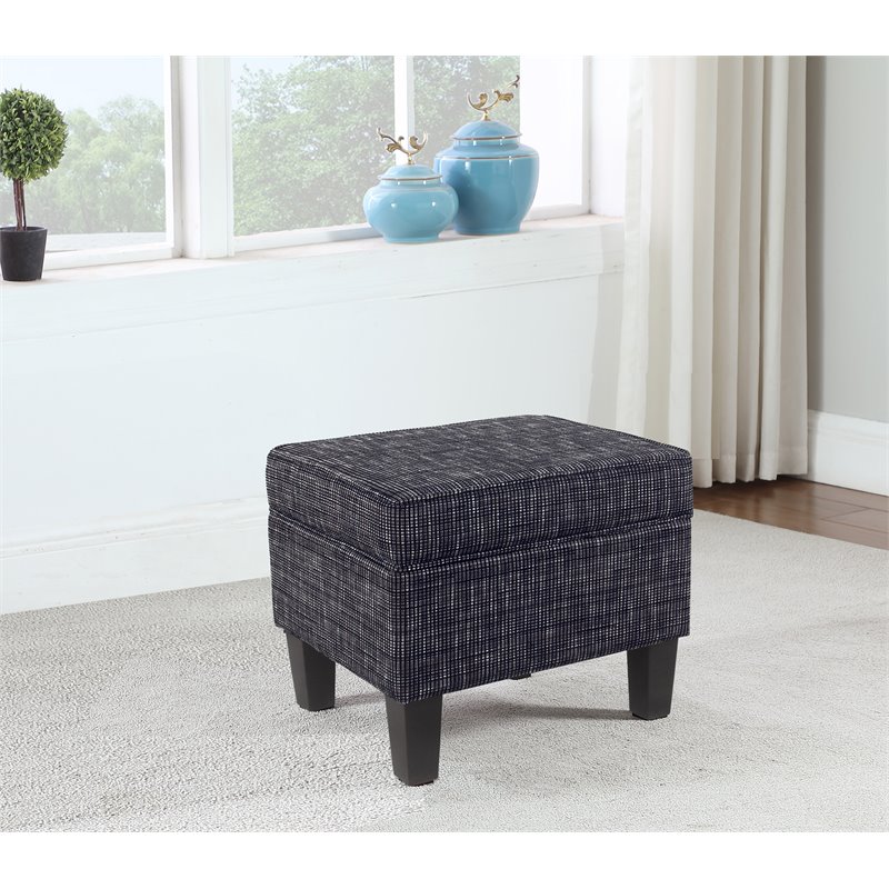 HomePop Medium Traditional Woven Fabric Ottoman with Lift-Off Top in Black