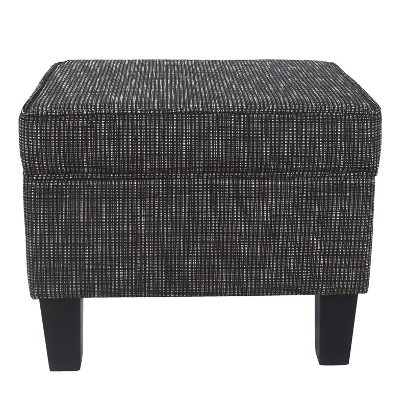 HomePop Medium Traditional Woven Fabric Ottoman with Lift-Off Top in Black