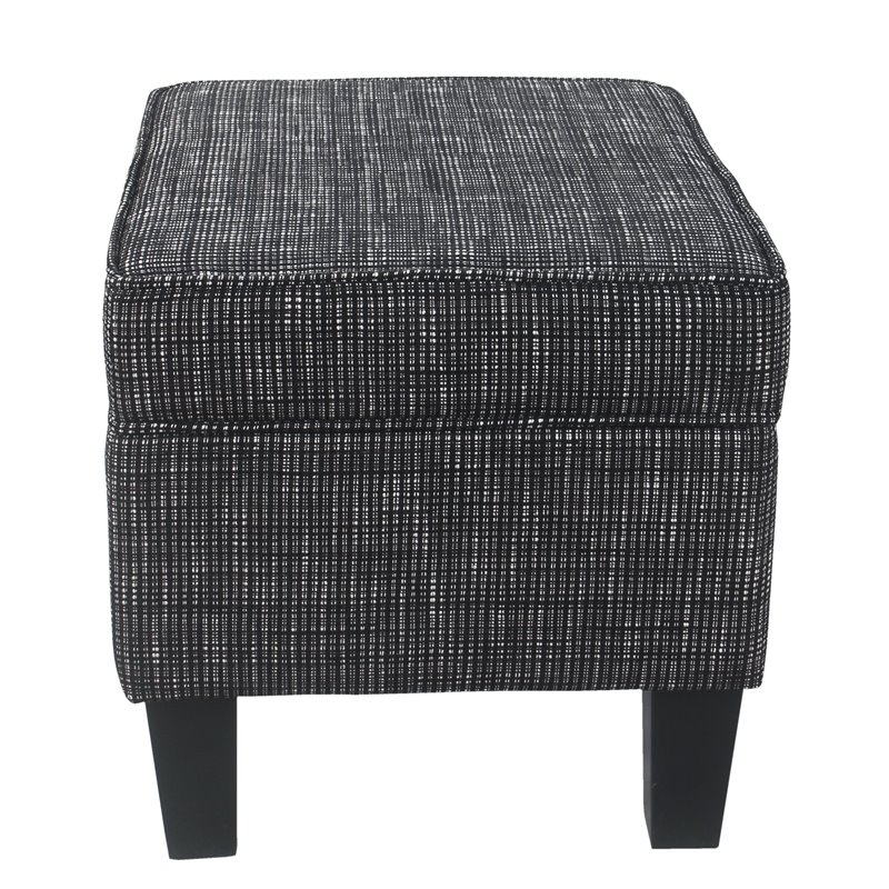 HomePop Medium Traditional Woven Fabric Ottoman with Lift-Off Top in Black