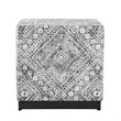 HomePop Cube Square Design Modern Tribal Pattern Fabric Ottoman in Black/White