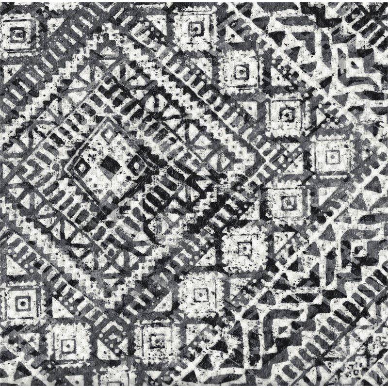 HomePop Cube Square Design Modern Tribal Pattern Fabric Ottoman in Black/White
