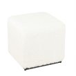 HomePop Cube Square Design Modern Faux Fur Fabric Ottoman in White